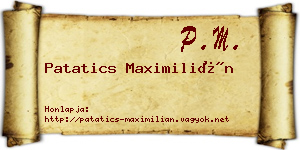 Patatics Maximilián névjegykártya